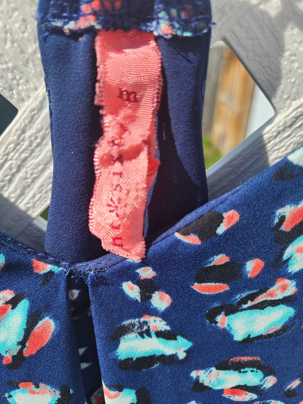 Eight Sixty Navy Colorful Spaghetti Strap Dress Size Medium GUC - Picture 4 of 4